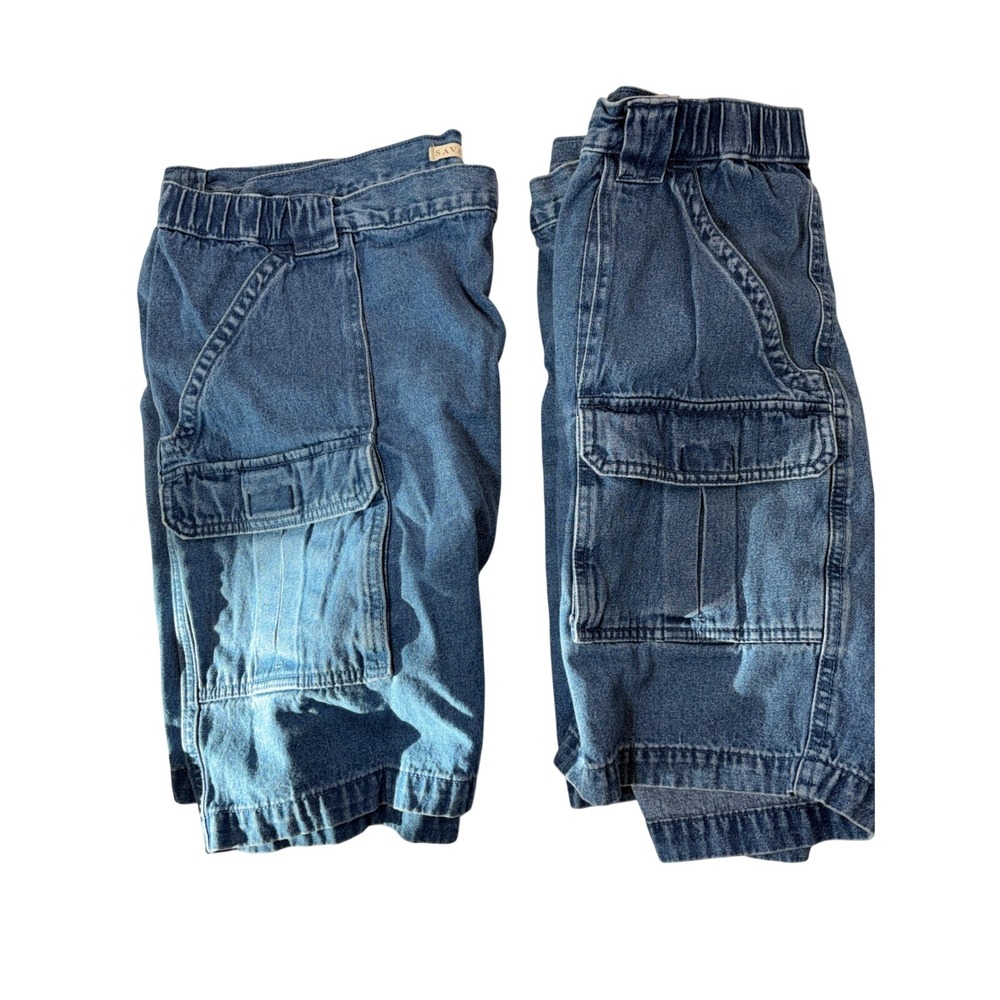LOT OF 2  Savane‎ Mens W44 Denim Cargo Shorts Light Wash Blue Cotton
